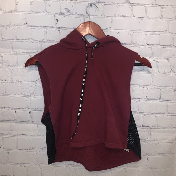 Forever 21 Maroon & Black Sleeveless Hoodie size S - Picture 2 of 11